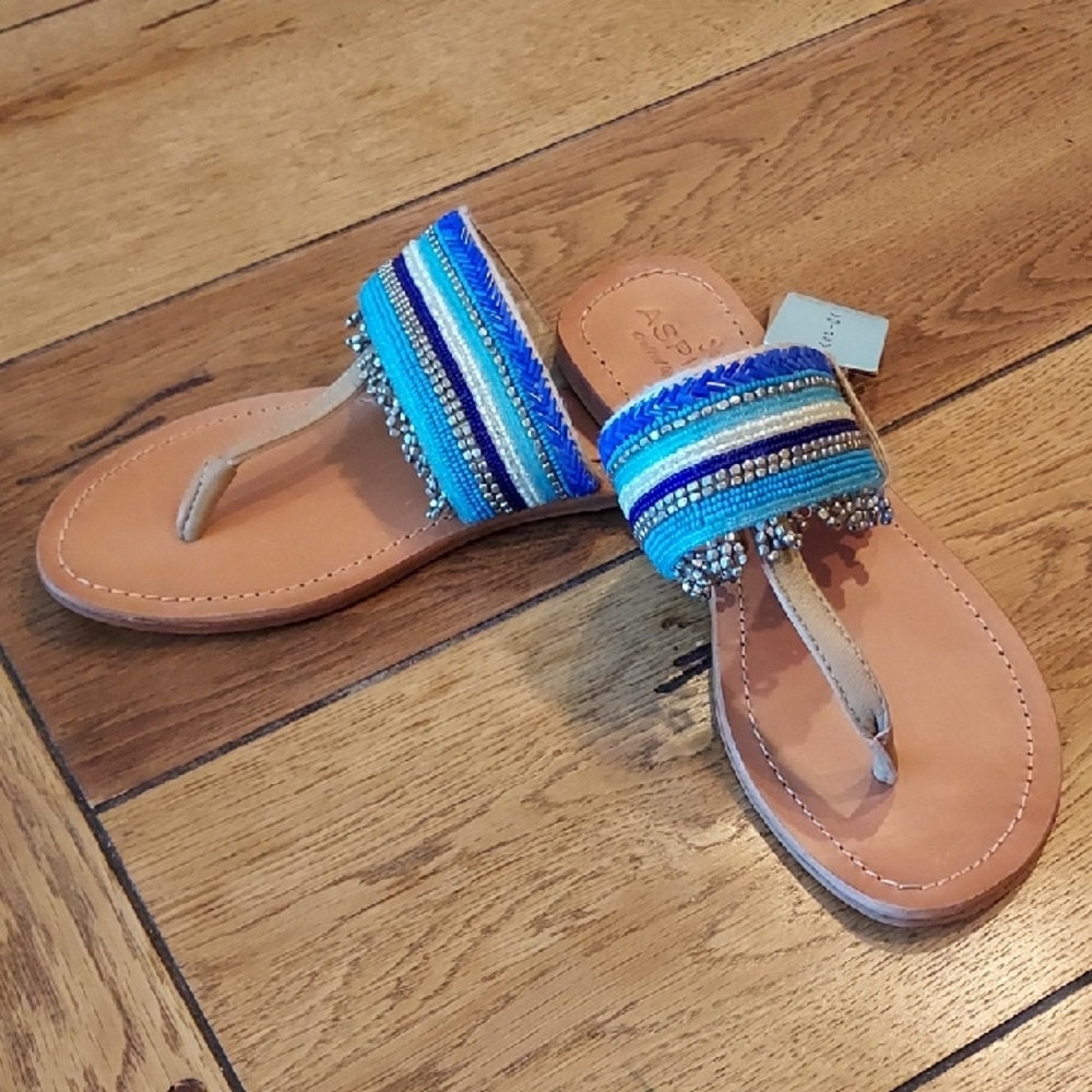 Blue Beaded Sandals
